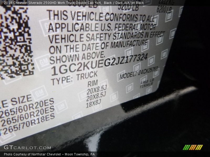 Black / Dark Ash/Jet Black 2018 Chevrolet Silverado 2500HD Work Truck Double Cab 4x4