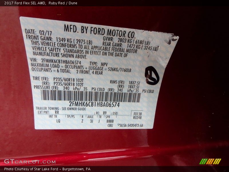Ruby Red / Dune 2017 Ford Flex SEL AWD