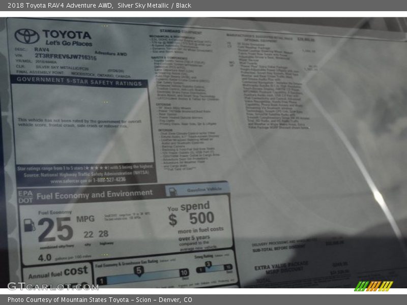 Silver Sky Metallic / Black 2018 Toyota RAV4 Adventure AWD