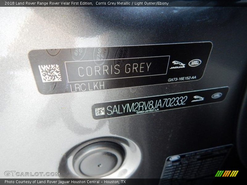 Corris Grey Metallic / Light Oyster/Ebony 2018 Land Rover Range Rover Velar First Edition