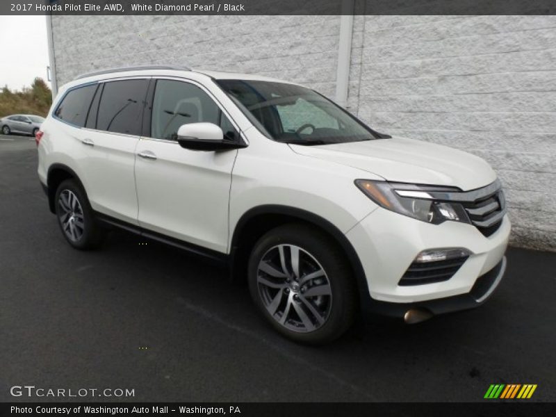 White Diamond Pearl / Black 2017 Honda Pilot Elite AWD