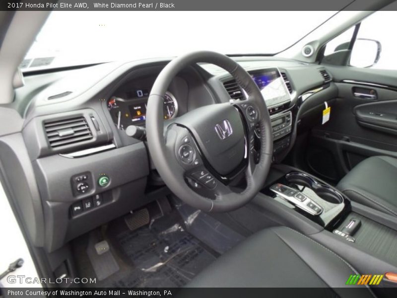 White Diamond Pearl / Black 2017 Honda Pilot Elite AWD