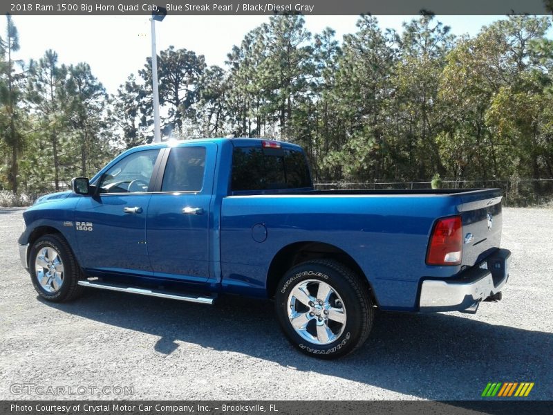 Blue Streak Pearl / Black/Diesel Gray 2018 Ram 1500 Big Horn Quad Cab