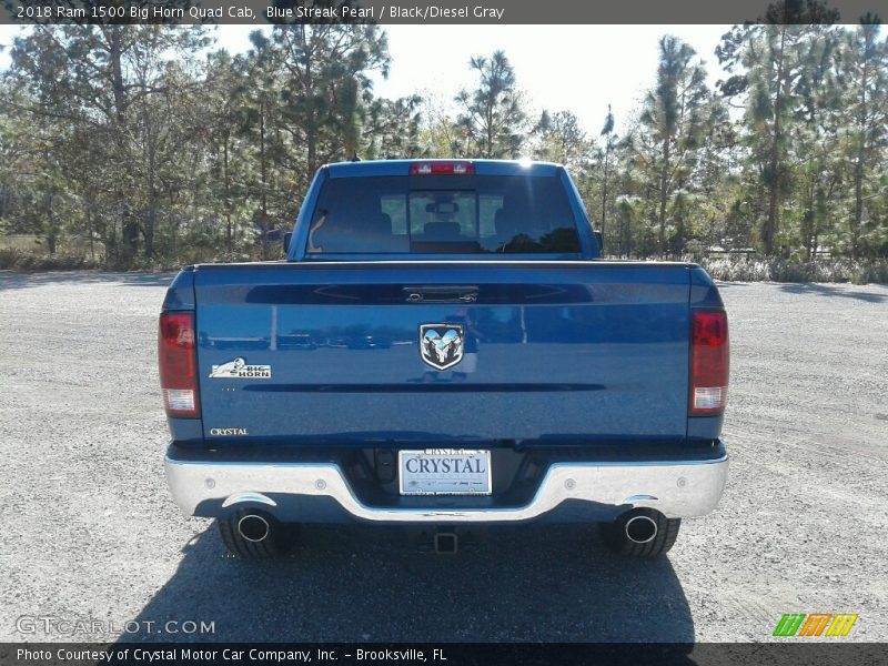 Blue Streak Pearl / Black/Diesel Gray 2018 Ram 1500 Big Horn Quad Cab