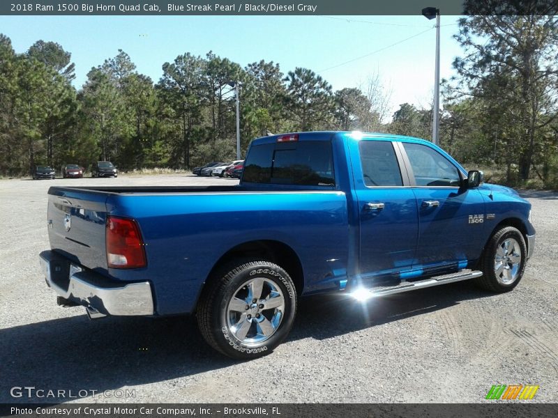 Blue Streak Pearl / Black/Diesel Gray 2018 Ram 1500 Big Horn Quad Cab