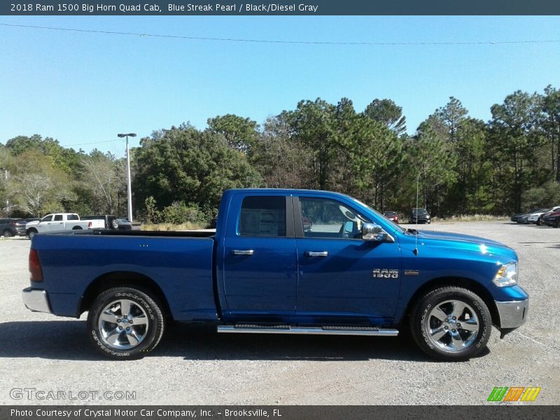 Blue Streak Pearl / Black/Diesel Gray 2018 Ram 1500 Big Horn Quad Cab