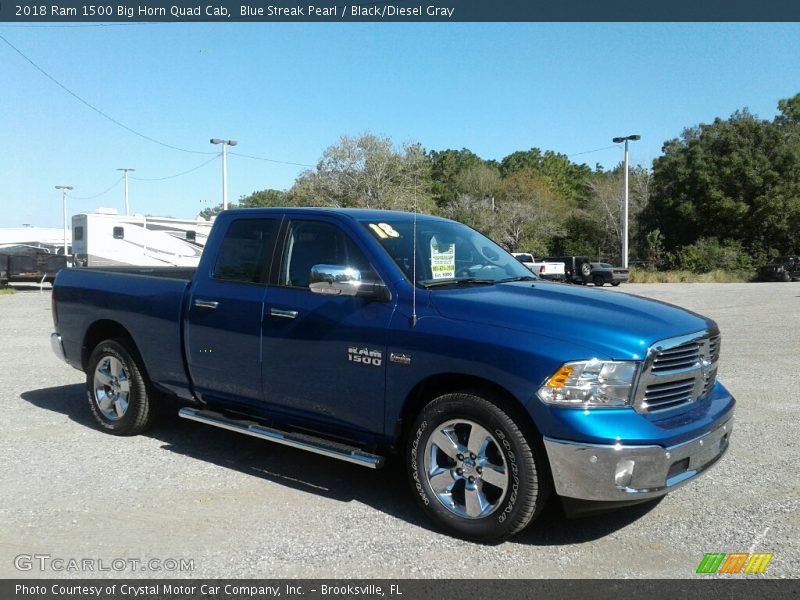 Blue Streak Pearl / Black/Diesel Gray 2018 Ram 1500 Big Horn Quad Cab