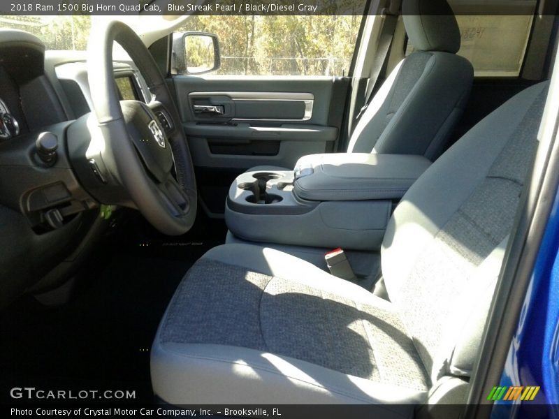Blue Streak Pearl / Black/Diesel Gray 2018 Ram 1500 Big Horn Quad Cab
