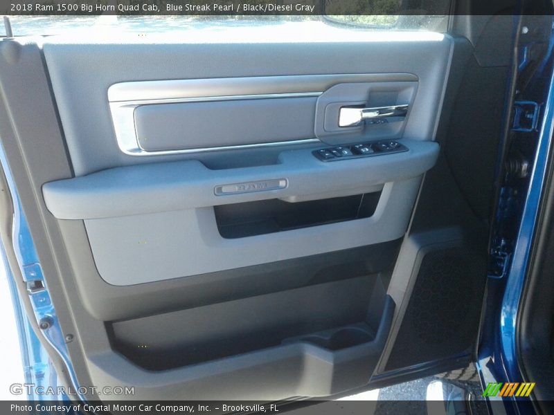 Blue Streak Pearl / Black/Diesel Gray 2018 Ram 1500 Big Horn Quad Cab