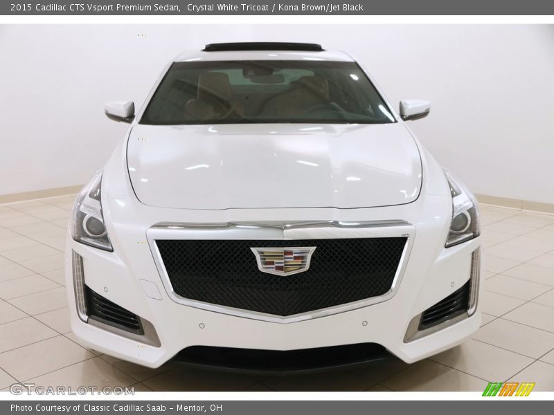 Crystal White Tricoat / Kona Brown/Jet Black 2015 Cadillac CTS Vsport Premium Sedan