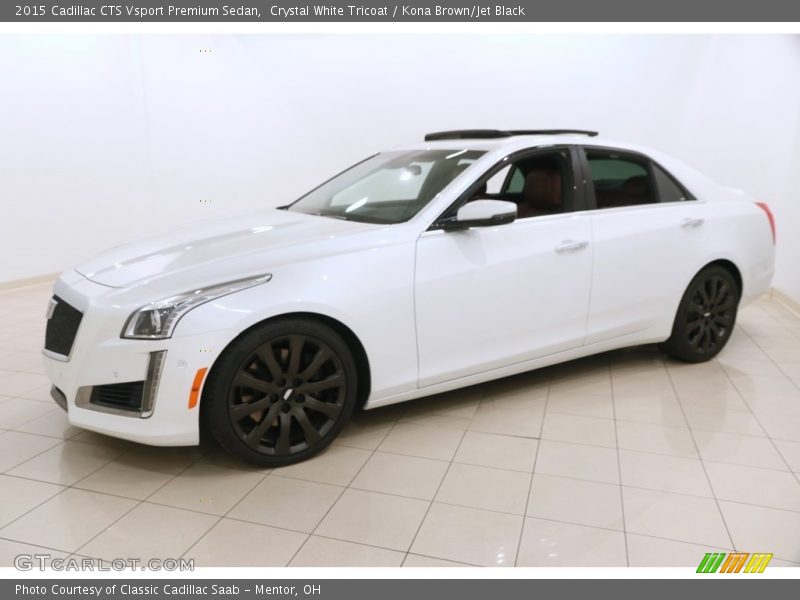 Crystal White Tricoat / Kona Brown/Jet Black 2015 Cadillac CTS Vsport Premium Sedan