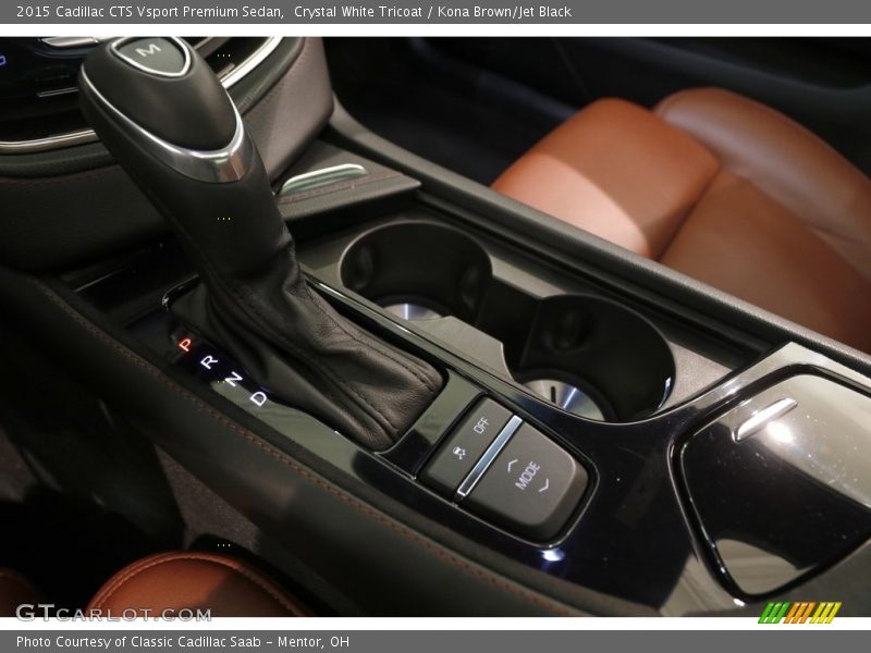 Crystal White Tricoat / Kona Brown/Jet Black 2015 Cadillac CTS Vsport Premium Sedan