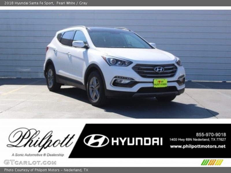 Pearl White / Gray 2018 Hyundai Santa Fe Sport