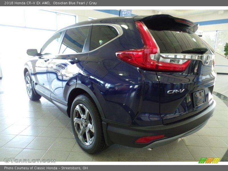 Obsidian Blue Pearl / Gray 2018 Honda CR-V EX AWD