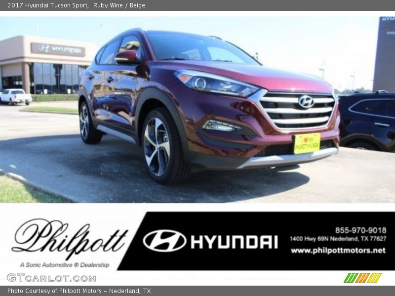 Ruby Wine / Beige 2017 Hyundai Tucson Sport