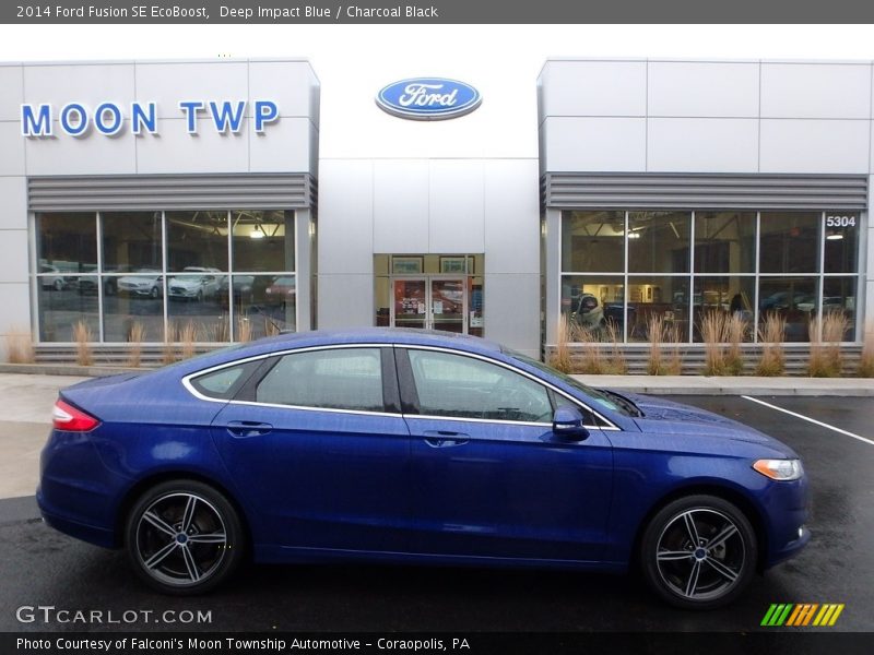Deep Impact Blue / Charcoal Black 2014 Ford Fusion SE EcoBoost