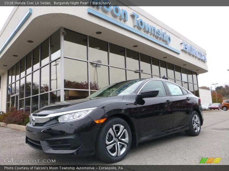 Burgundy Night Pearl / Black/Ivory 2018 Honda Civic LX Sedan