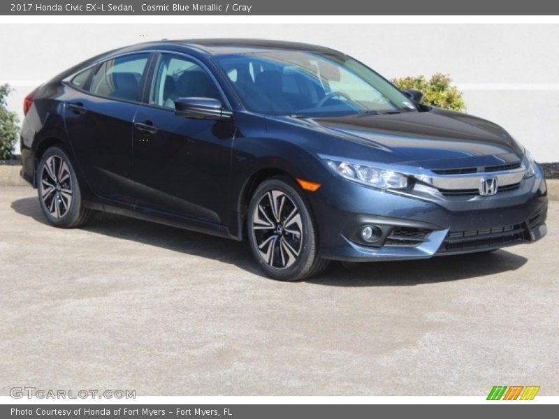 Cosmic Blue Metallic / Gray 2017 Honda Civic EX-L Sedan