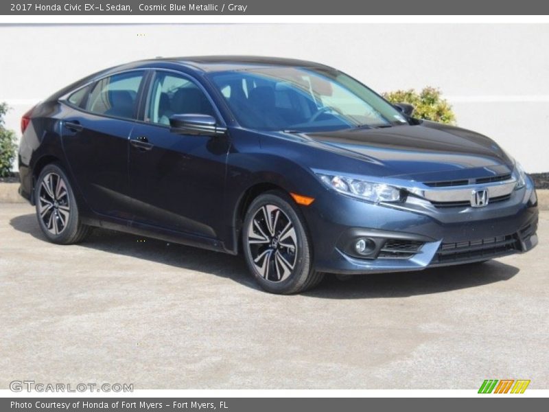 Cosmic Blue Metallic / Gray 2017 Honda Civic EX-L Sedan