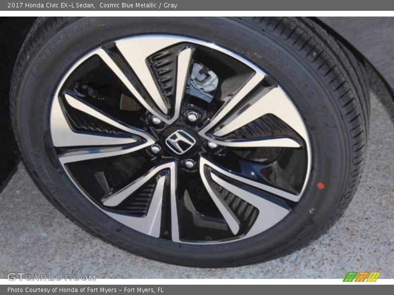 Cosmic Blue Metallic / Gray 2017 Honda Civic EX-L Sedan