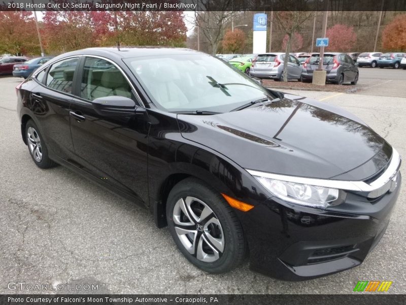 Burgundy Night Pearl / Black/Ivory 2018 Honda Civic LX Sedan
