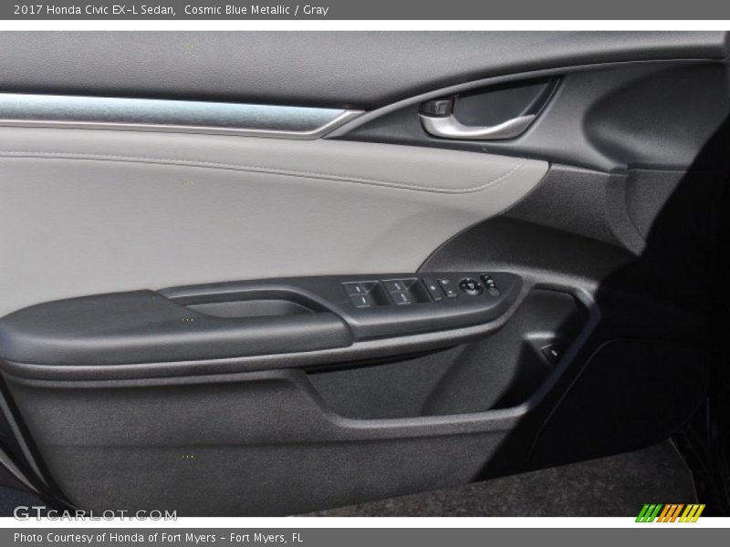 Cosmic Blue Metallic / Gray 2017 Honda Civic EX-L Sedan