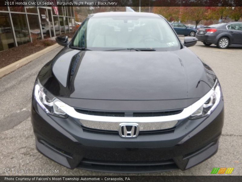 Burgundy Night Pearl / Black/Ivory 2018 Honda Civic LX Sedan