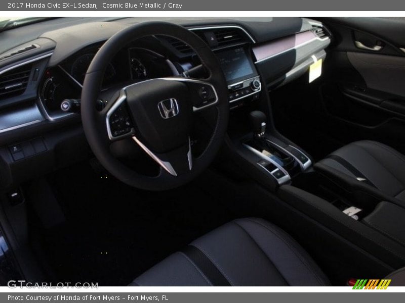 Cosmic Blue Metallic / Gray 2017 Honda Civic EX-L Sedan