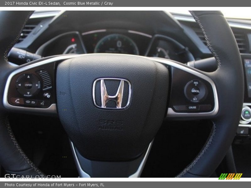 Cosmic Blue Metallic / Gray 2017 Honda Civic EX-L Sedan