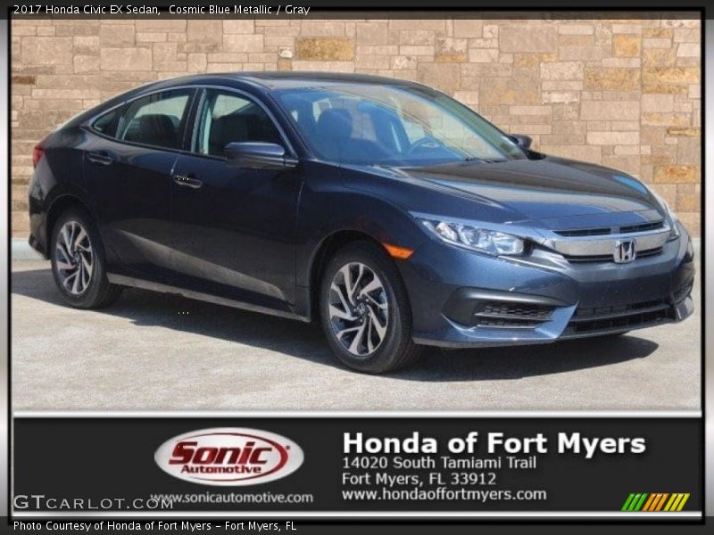 Cosmic Blue Metallic / Gray 2017 Honda Civic EX Sedan