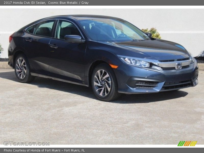 Cosmic Blue Metallic / Gray 2017 Honda Civic EX Sedan
