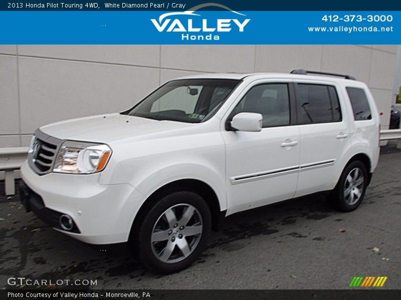 White Diamond Pearl / Gray 2013 Honda Pilot Touring 4WD
