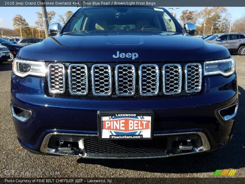 True Blue Pearl / Brown/Light Frost Beige 2018 Jeep Grand Cherokee Overland 4x4