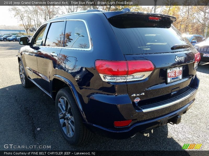 True Blue Pearl / Brown/Light Frost Beige 2018 Jeep Grand Cherokee Overland 4x4