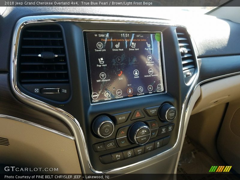 True Blue Pearl / Brown/Light Frost Beige 2018 Jeep Grand Cherokee Overland 4x4