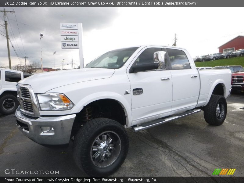 Bright White / Light Pebble Beige/Bark Brown 2012 Dodge Ram 2500 HD Laramie Longhorn Crew Cab 4x4