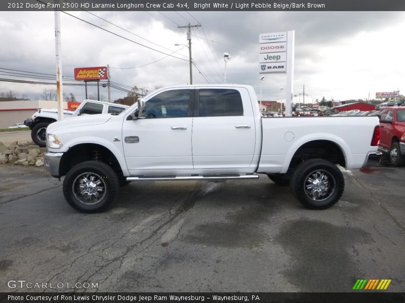 Bright White / Light Pebble Beige/Bark Brown 2012 Dodge Ram 2500 HD Laramie Longhorn Crew Cab 4x4