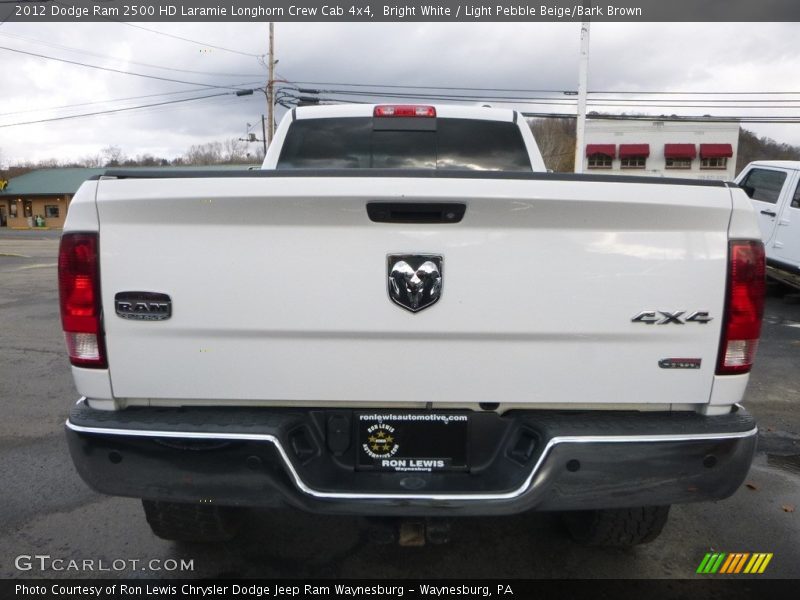 Bright White / Light Pebble Beige/Bark Brown 2012 Dodge Ram 2500 HD Laramie Longhorn Crew Cab 4x4