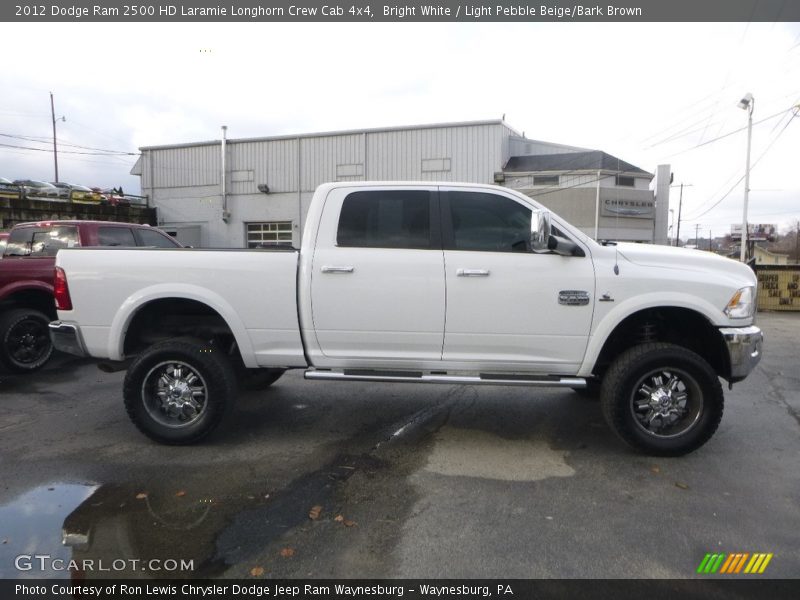 Bright White / Light Pebble Beige/Bark Brown 2012 Dodge Ram 2500 HD Laramie Longhorn Crew Cab 4x4