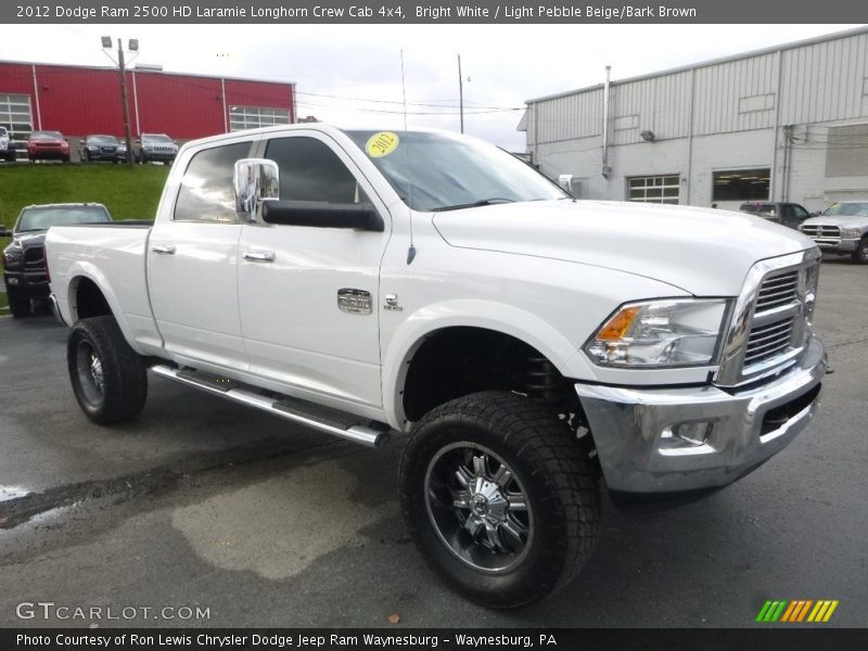 Bright White / Light Pebble Beige/Bark Brown 2012 Dodge Ram 2500 HD Laramie Longhorn Crew Cab 4x4