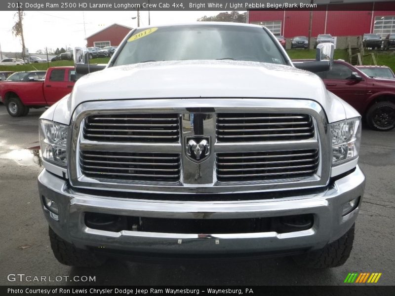 Bright White / Light Pebble Beige/Bark Brown 2012 Dodge Ram 2500 HD Laramie Longhorn Crew Cab 4x4