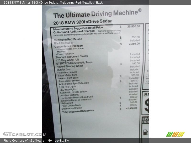 Melbourne Red Metallic / Black 2018 BMW 3 Series 320i xDrive Sedan