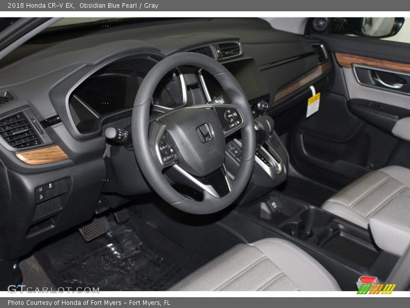 Obsidian Blue Pearl / Gray 2018 Honda CR-V EX