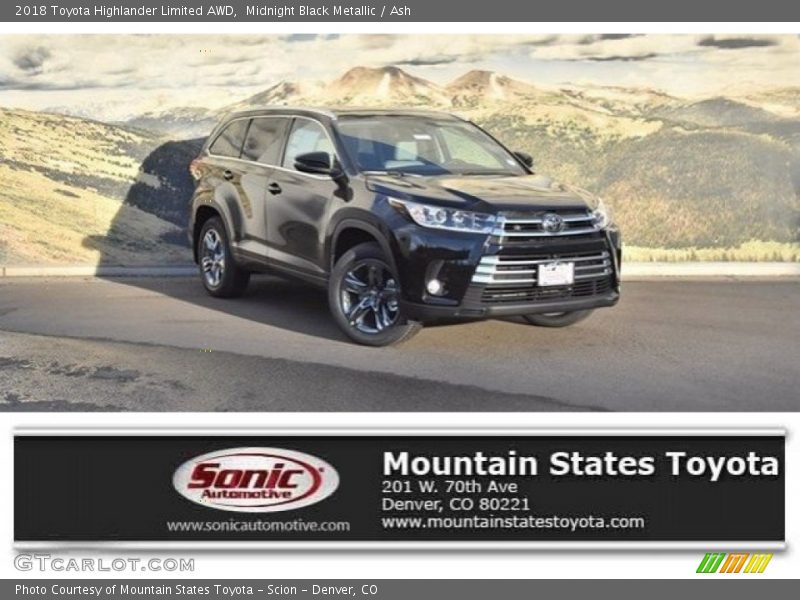 Midnight Black Metallic / Ash 2018 Toyota Highlander Limited AWD