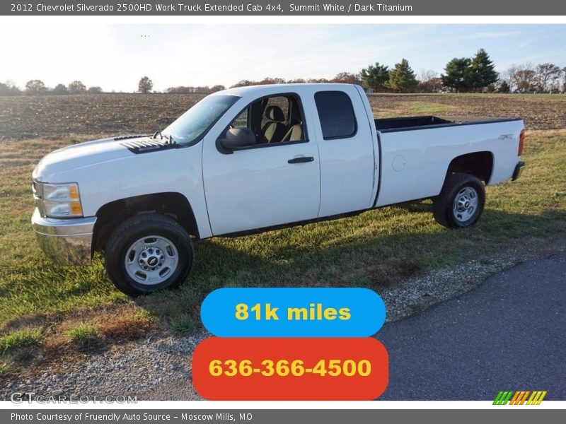 Summit White / Dark Titanium 2012 Chevrolet Silverado 2500HD Work Truck Extended Cab 4x4