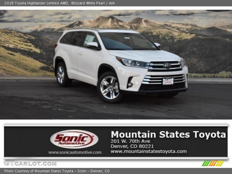 Blizzard White Pearl / Ash 2018 Toyota Highlander Limited AWD