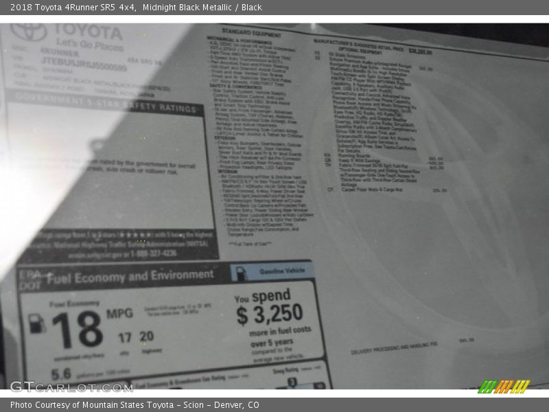 Midnight Black Metallic / Black 2018 Toyota 4Runner SR5 4x4