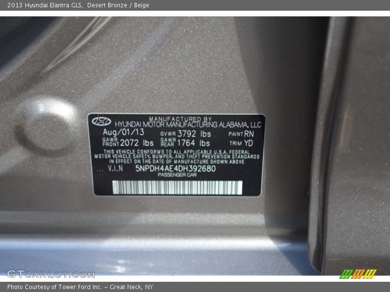 Desert Bronze / Beige 2013 Hyundai Elantra GLS