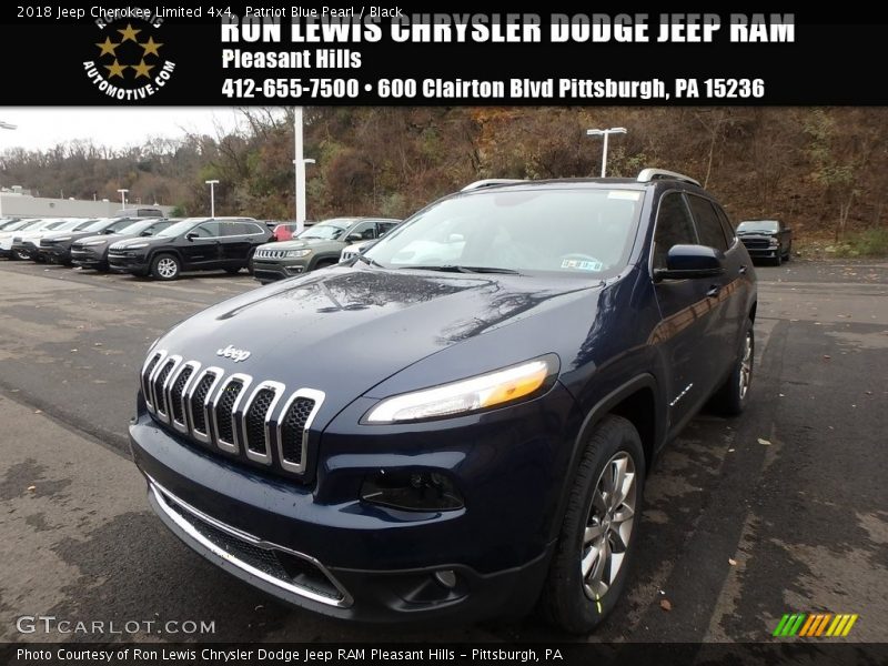 Patriot Blue Pearl / Black 2018 Jeep Cherokee Limited 4x4
