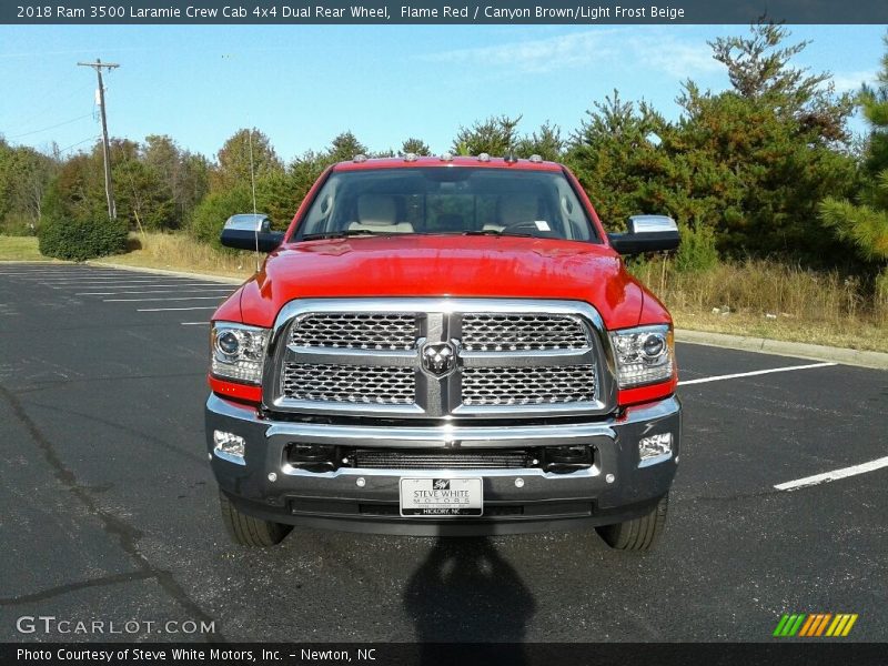 Flame Red / Canyon Brown/Light Frost Beige 2018 Ram 3500 Laramie Crew Cab 4x4 Dual Rear Wheel